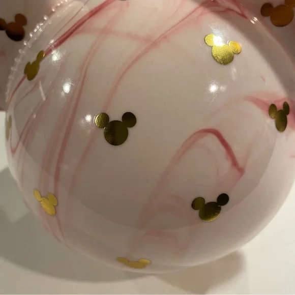 Kohl's 2025 Disney's Ceramic Mickey Mouse Head NWT Pink Swirl Marble Table Decor - Picture 6 of 10